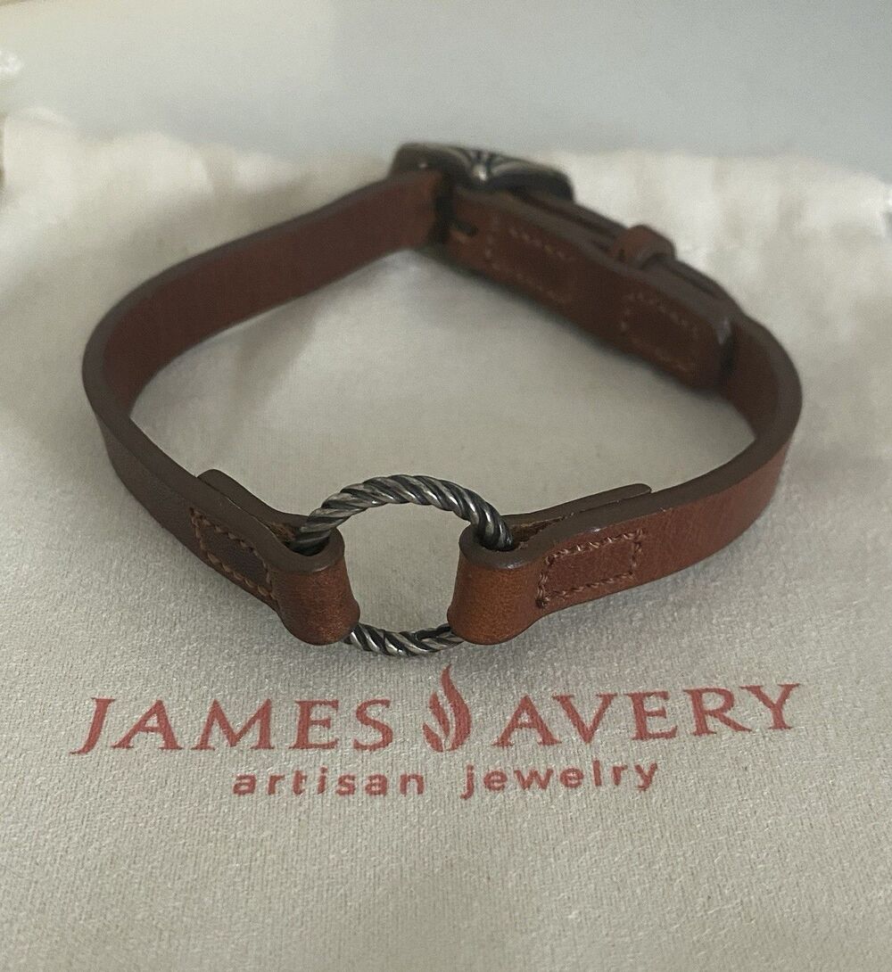 James Avery Retired Brown Leather Changeable Charm Bracelet